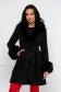 Palton din lana si stofa negru cambrat cu guler detasabil din blana ecologica - SunShine 1 - StarShinerS.ro