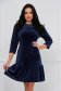 Dark blue dress velvet short cut straight with ruffles at the buttom of the dress 1 - StarShinerS.com