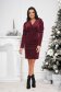 Burgundy dress velvet short cut pencil wrap over front high shoulders 3 - StarShinerS.com