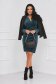 Darkgreen dress velvet short cut pencil wrap over front high shoulders 4 - StarShinerS.com
