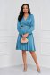 Turquoise Satin Short A-Line Dress with Crossover Neckline - StarShinerS 4 - StarShinerS.com
