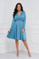 Turquoise Satin Short A-Line Dress with Crossover Neckline - StarShinerS 3 - StarShinerS.com