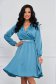 Turquoise Satin Short A-Line Dress with Crossover Neckline - StarShinerS 1 - StarShinerS.com