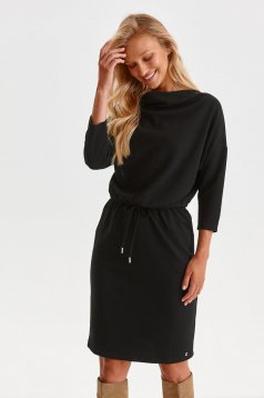 Black dress pencil with pockets cowl neck jersey