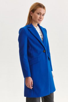 Palton din stofa albastru cambrat - Top Secret