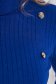 Pulover din bumbac reiat albastru cu guler inalt si nasturi decorativi - SunShine 5 - StarShinerS.ro