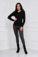 Black sweater knitted from striped fabric with v-neckline tented 3 - StarShinerS.com