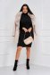 Black dress knitted from fluffy fabric short cut pencil high collar 3 - StarShinerS.com