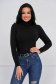 Pulover din bumbac tricotat negru cu guler inalt - SunShine 1 - StarShinerS.ro