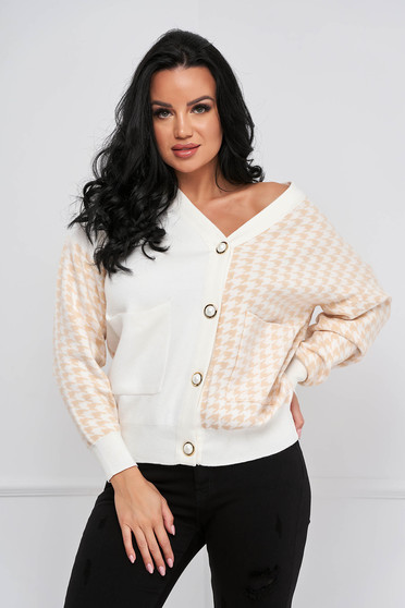 Sales cardigans, Cardigan knitted with easy cut with button accessories dogtooth - StarShinerS.com