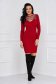 Red dress knitted short cut pencil with crystal embellished details 3 - StarShinerS.com