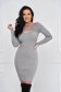 Grey dress knitted short cut pencil with crystal embellished details 1 - StarShinerS.com