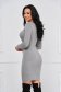 Grey dress knitted short cut pencil with crystal embellished details 2 - StarShinerS.com