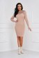 Nude Knitted Short Pencil Dress with Rhinestone Appliques - SunShine 3 - StarShinerS.com