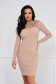 Nude Knitted Short Pencil Dress with Rhinestone Appliques - SunShine 1 - StarShinerS.com