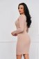 Nude Knitted Short Pencil Dress with Rhinestone Appliques - SunShine 2 - StarShinerS.com