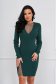 Darkgreen dress knitted short cut pencil with crystal embellished details 1 - StarShinerS.com