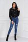 Pulover din tricot negru cu croi larg accesorizat cu nasturi decorativi si perle - SunShine 3 - StarShinerS.ro