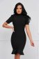 Rochie din material elastic neagra tip creion cu guler inalt si umeri cu volum - SunShine 1 - StarShinerS.ro