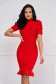 Red dress pencil high collar from elastic fabric high shoulders 1 - StarShinerS.com