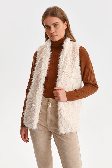Vests, White gilet from fluffy fabric - StarShinerS.com