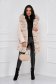 Geaca din fas mat bej midi cambrata accesorizata cu blana ecologica - SunShine 4 - StarShinerS.ro