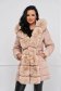 Nude jacket from slicker midi tented with faux fur accessory 5 - StarShinerS.com