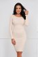 Cream dress knitted midi pencil with rounded cleavage 1 - StarShinerS.com