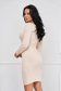 Cream dress knitted midi pencil with rounded cleavage 2 - StarShinerS.com