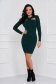Darkgreen dress knitted short cut pencil with cut out material 3 - StarShinerS.com