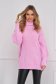 Lightpink sweater knitted loose fit high collar 1 - StarShinerS.com