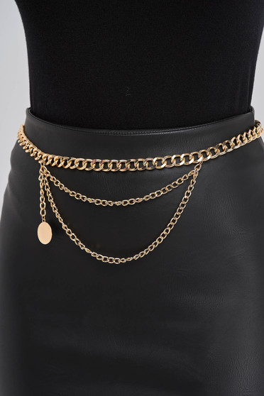 Belts, Gold belt with metallic aspect detachable chain - StarShinerS.com