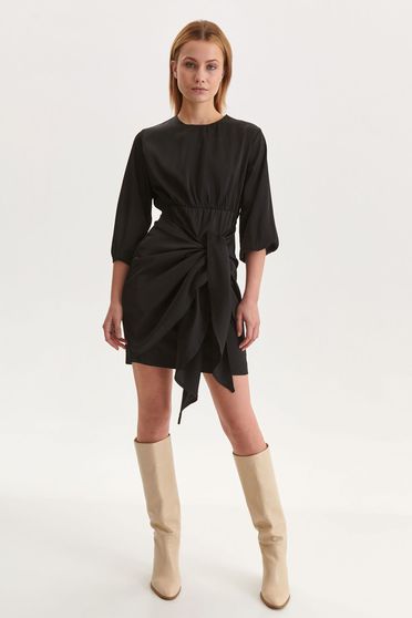 Online Dresses, Black dress short cut pencil with rounded cleavage thin fabric - StarShinerS.com