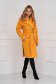 Mustard coat cloth loose fit lateral pockets 3 - StarShinerS.com