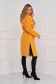 Mustard coat cloth loose fit lateral pockets 2 - StarShinerS.com