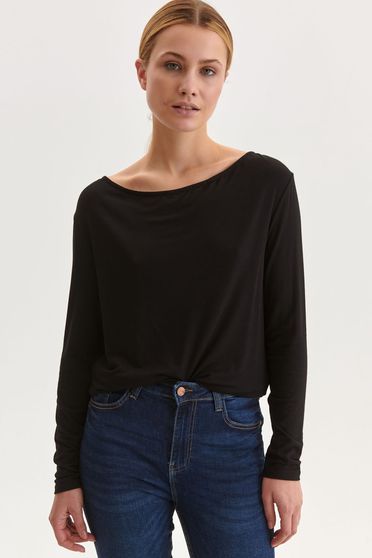 Blouses, Black women`s blouse knitted loose fit with large collar - StarShinerS.com