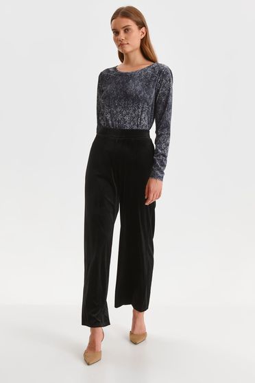 Trousers, Black trousers velvet high waisted lateral pockets - StarShinerS.com
