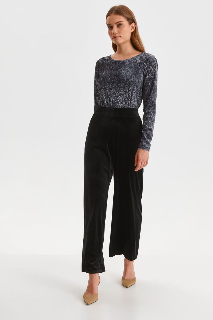 Trousers, Black trousers velvet high waisted lateral pockets - StarShinerS.com