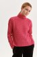 Pink sweater knitted loose fit high collar 1 - StarShinerS.com
