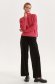Pink sweater knitted loose fit high collar 2 - StarShinerS.com