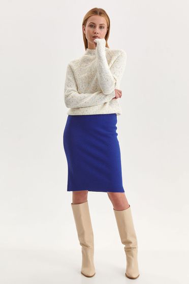 Casual jumpers, Ivory sweater knitted loose fit high collar - StarShinerS.com