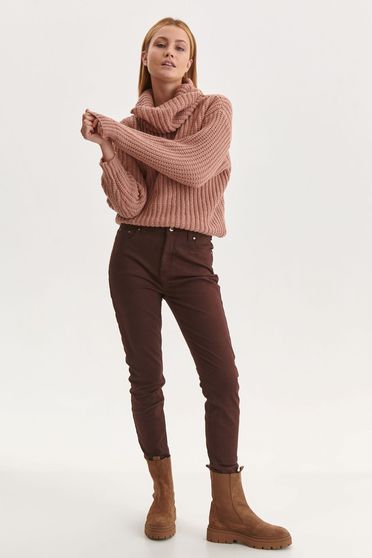 Casual jumpers, Lightpink sweater knitted loose fit high collar - StarShinerS.com