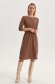 Brown dress knitted midi raised pattern lateral pockets cloche with elastic waist 2 - StarShinerS.com