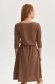 Brown dress knitted midi raised pattern lateral pockets cloche with elastic waist 3 - StarShinerS.com