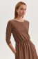 Brown dress knitted midi raised pattern lateral pockets cloche with elastic waist 5 - StarShinerS.com