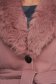 Palton din lana si stofa roz prafuit cambrat cu guler detasabil din blana ecologica - SunShine 6 - StarShinerS.ro