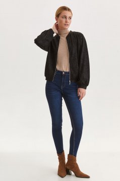 Black jacket with pockets thick fabric loose fit