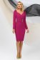 Fuchsia dress midi thin fabric accessorized with belt with tented cut 4 - StarShinerS.com