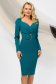 Dirty green dress midi thin fabric accessorized with belt with tented cut 3 - StarShinerS.com