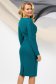 Dirty green dress midi thin fabric accessorized with belt with tented cut 2 - StarShinerS.com